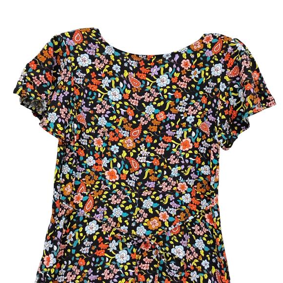 Vylette Floral Sun Dress Size Small V Neck Tie on Back and Side Zipper - Picture 8 of 12